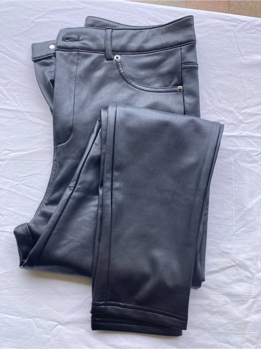 Shinestar Black Faux Leather Ankle Pants